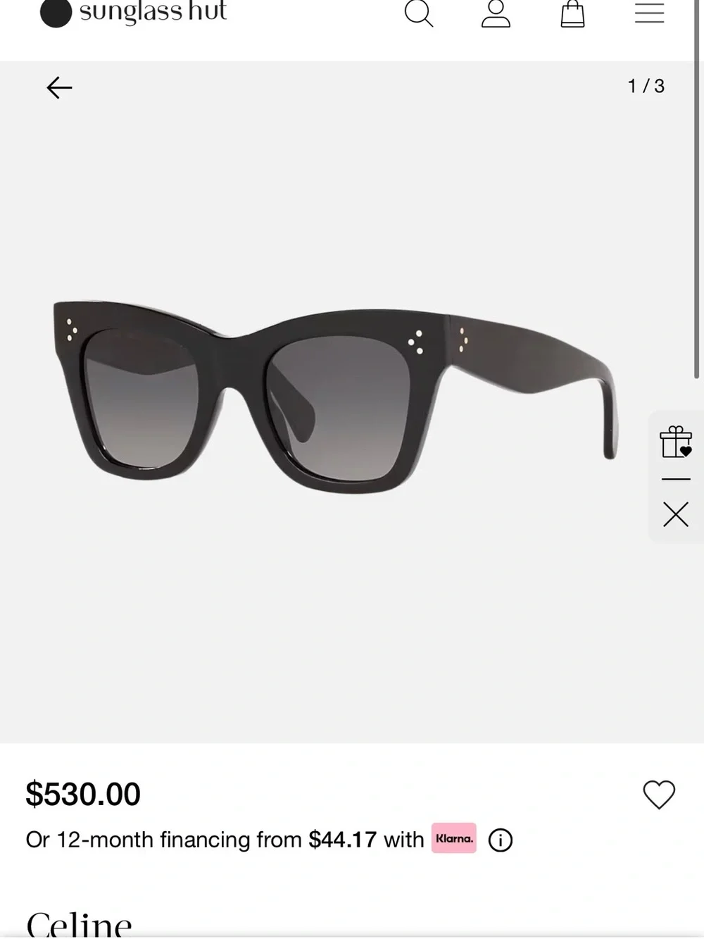 Celine CL4004IN 01D Women's Black Square Sunglasses 50-22-150